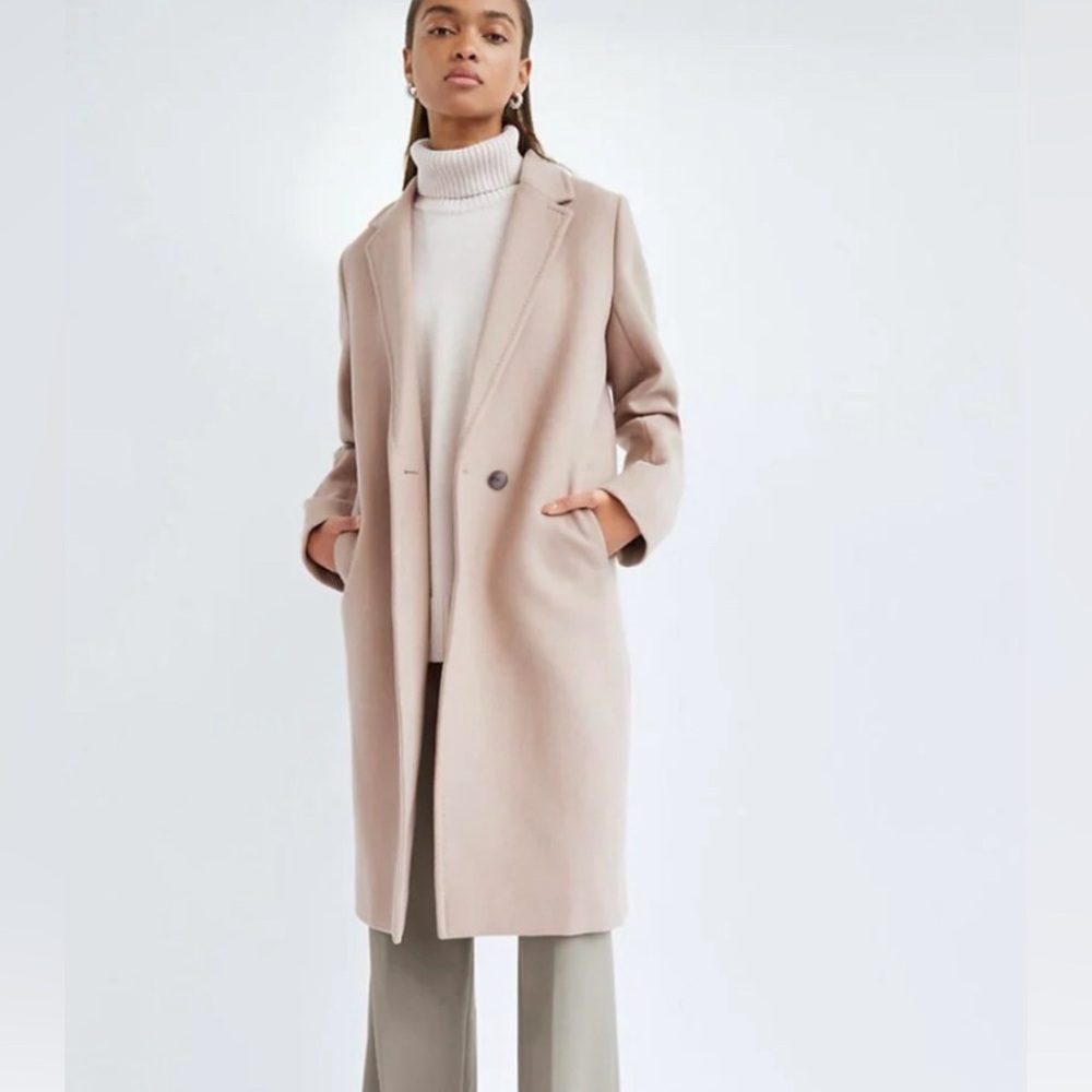 Aritzia Stedman Coat in Dovetail Taupe worn a handful of times